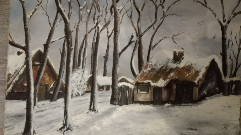 Onbekend kunstenaar, Olieverf op doek, Winterlandschap kopen? Bied vanaf 1!