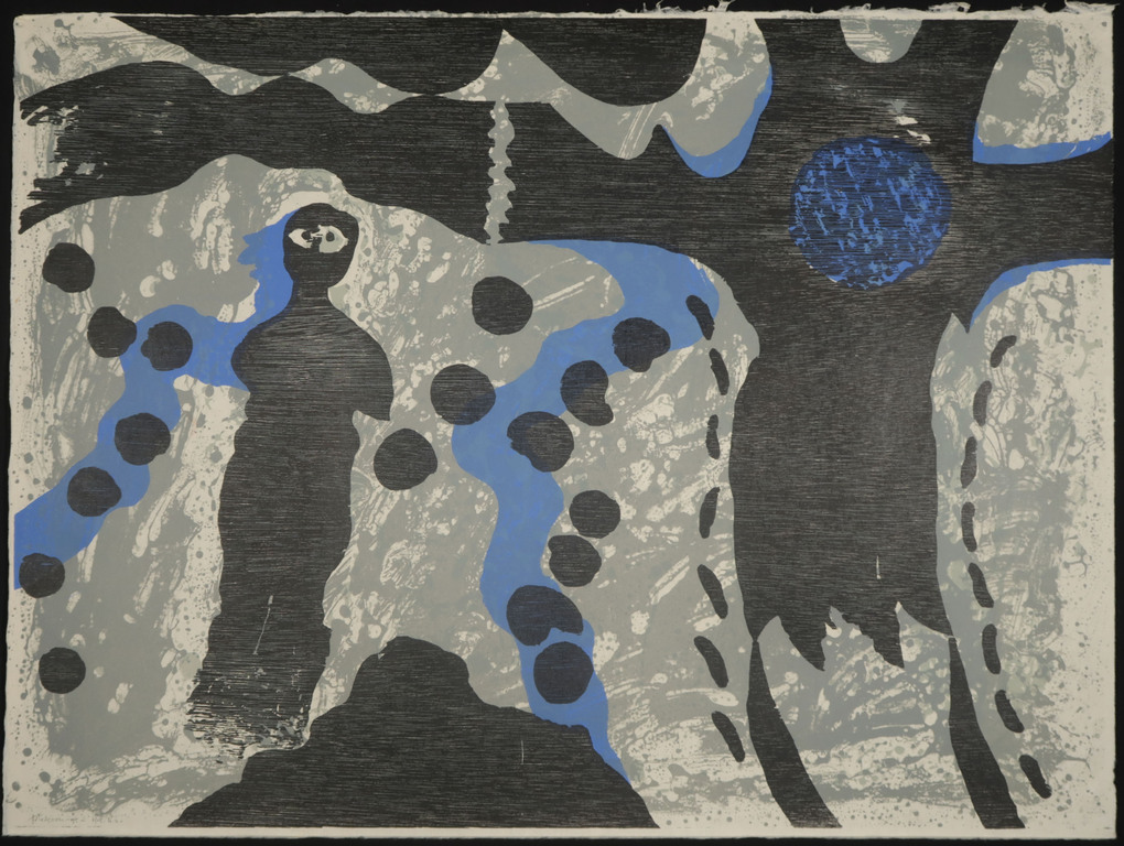 Jef Diederen: Houtsnede en Litho op Rijstpapier, Z.T. zwart figuur kopen? Bied vanaf 50!