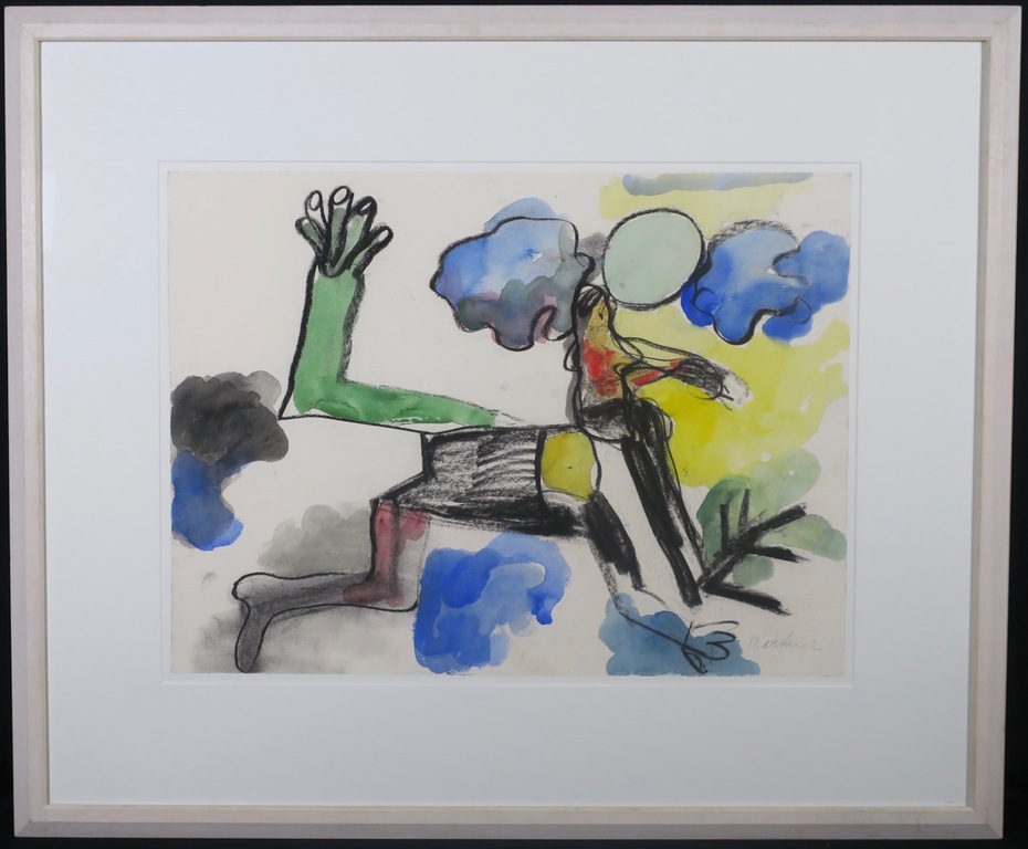 Anton Martineau: Gemengde techniek, Z.T. Figuur - Ingelijst (Groot) verkocht voor € 200!