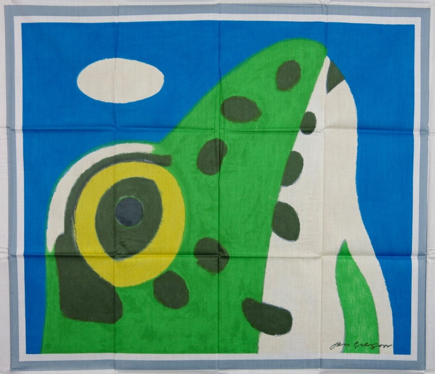 Jan Gregoor: Zeefdruk op katoenzijde, Kikker kopen? Bied vanaf 50!