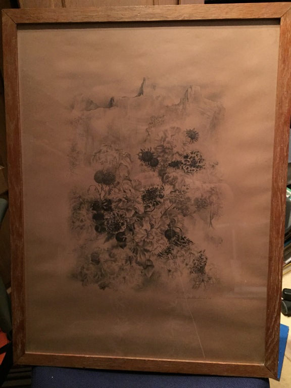 Aart van Dobbenburgh: zwart-wt litho, bloemen kopen? Bied vanaf 20!