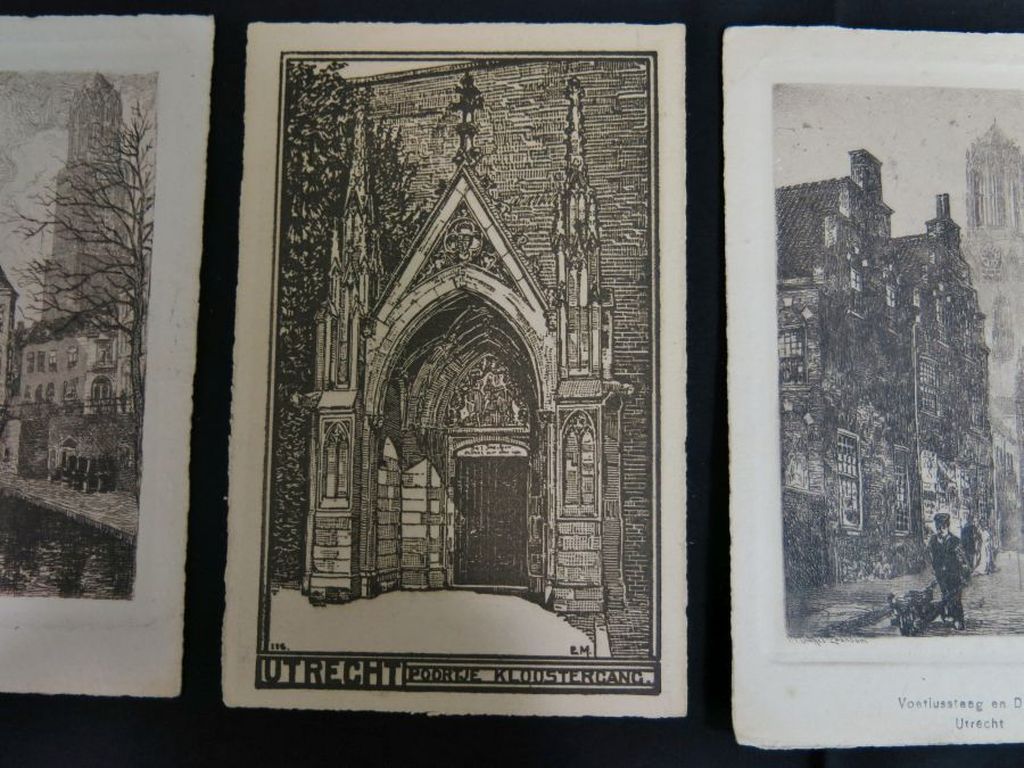 Okskar Paul Matthes: 7x Ets op ansichtkaart + 1x onbekend, 'Utrecht' kopen? Bied vanaf 40!