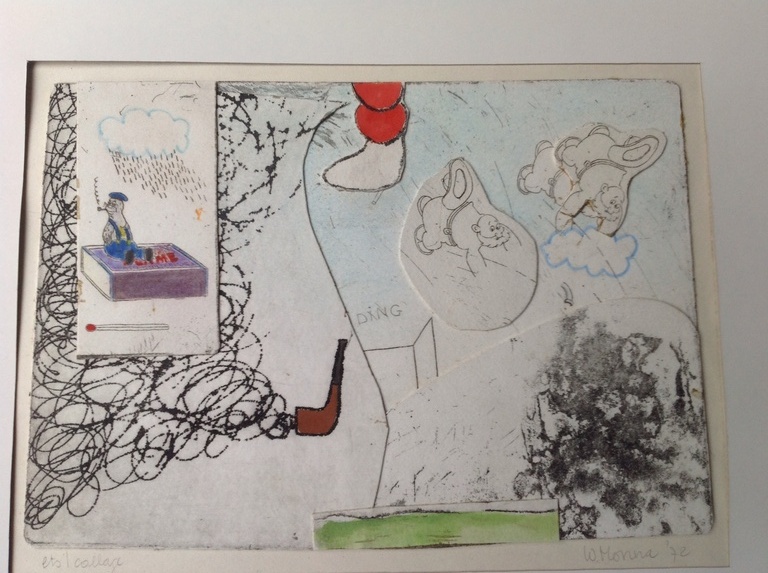 W. Monna: kleur ets / collage , 1972 kopen? Bied vanaf 1!