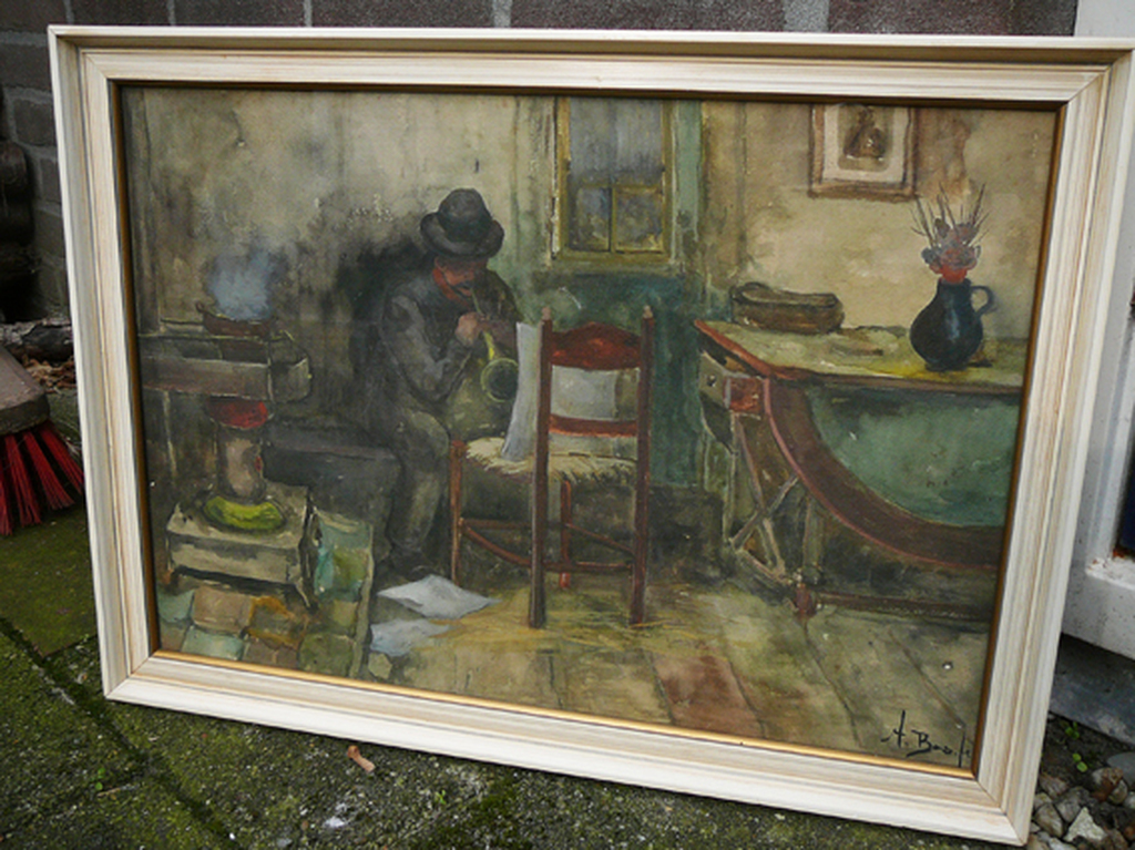 A. Bos: 'Solitair' -aquarel- 1920/1930 kopen? Bied vanaf 65!