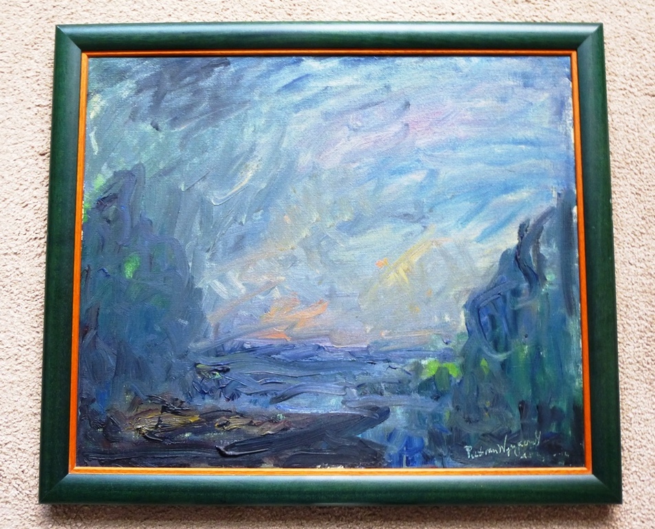 Piet van Wijngaerdt, olieverf op doek: Amstelland, handgesigneerd, Aanbieding!!! verkocht voor € 450!