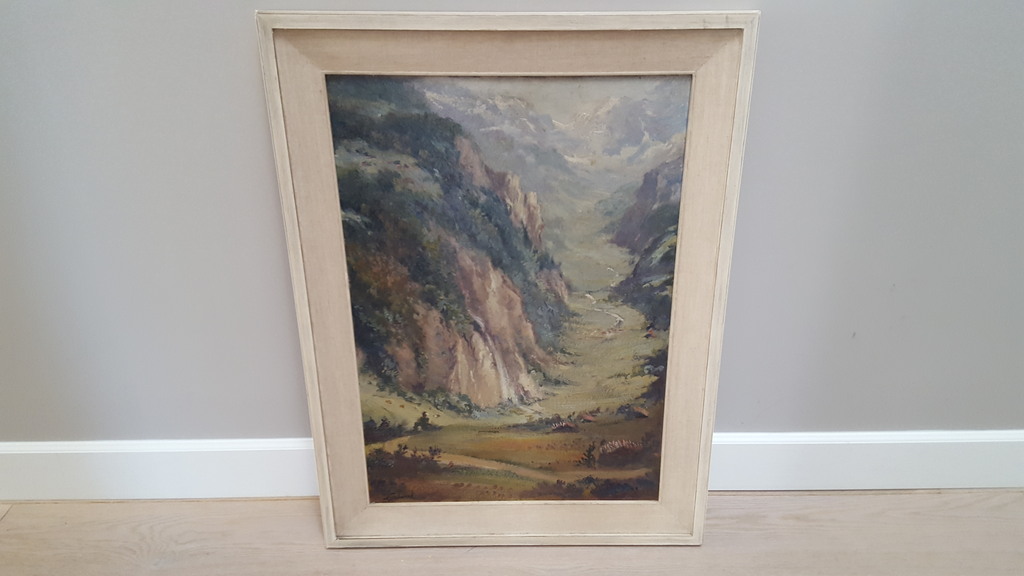 Theo Goedvriend (1879-1969) - Bergaanzicht - paneel, gesigneerd kopen? Bied vanaf 1!