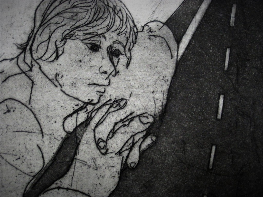 Hoogwaardige omstreeks 1960 droge naald Ets "Highway Blues" gesigneerd  kopen? Bied vanaf 1!