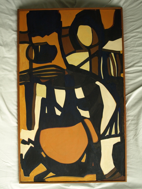 Henk Bos : Acrylverf op doek , Abstract – gesigneerd & ingelijst – ca 1965 kopen? Bied vanaf 90!