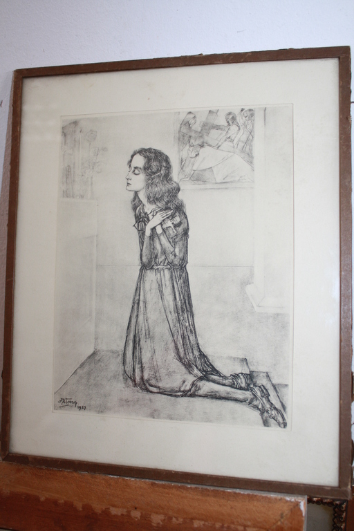 jan TOOROP  - GRAFIEK UIT 1927 - biddend meisje kaufen? Bieten Sie von 1!