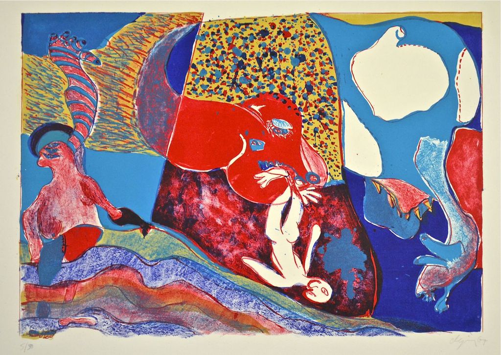 Jacqueline de Jong: Litho. Zonder titel verkocht voor € 80!