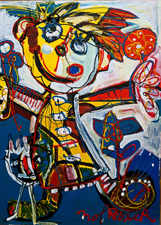 Nol Reuser: Happy, origineel, gemengde techniek op papier. kopen? Bied vanaf 80!