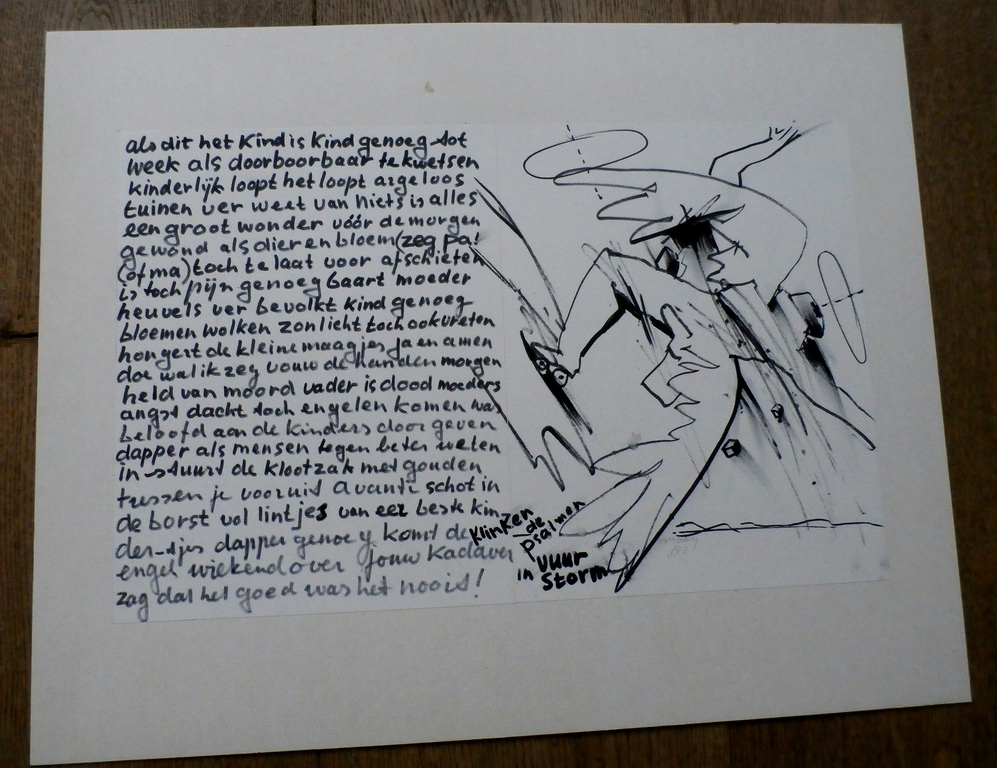 Jaap Mooy - tekening: Figuur met tekst - 1982 kopen? Bied vanaf 180!