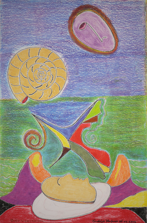 Andries Heyboer: Vetkrijt op papier, Diep verlangen (Groot) verkocht voor € 36!