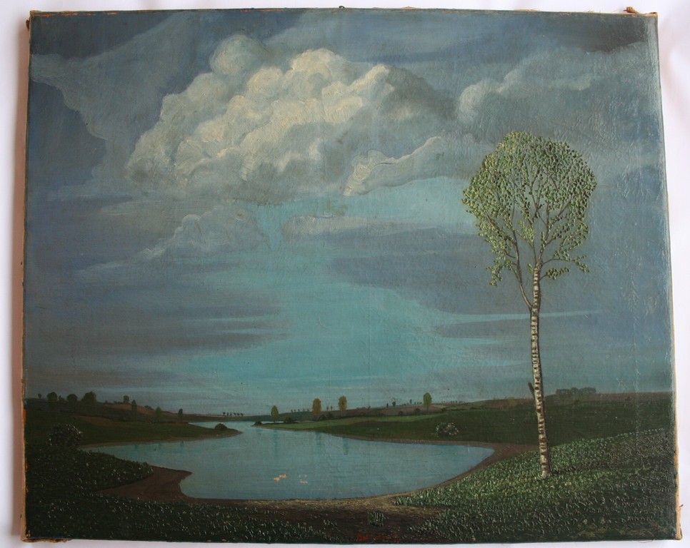 BOB LOKHORST. olieverf op doek, landschap verkocht voor € 75!