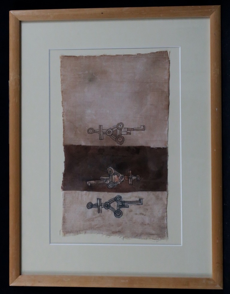 Gerrit Veenhuizen: Tempera op stof, Due - Ingelijst verkocht voor € 40!