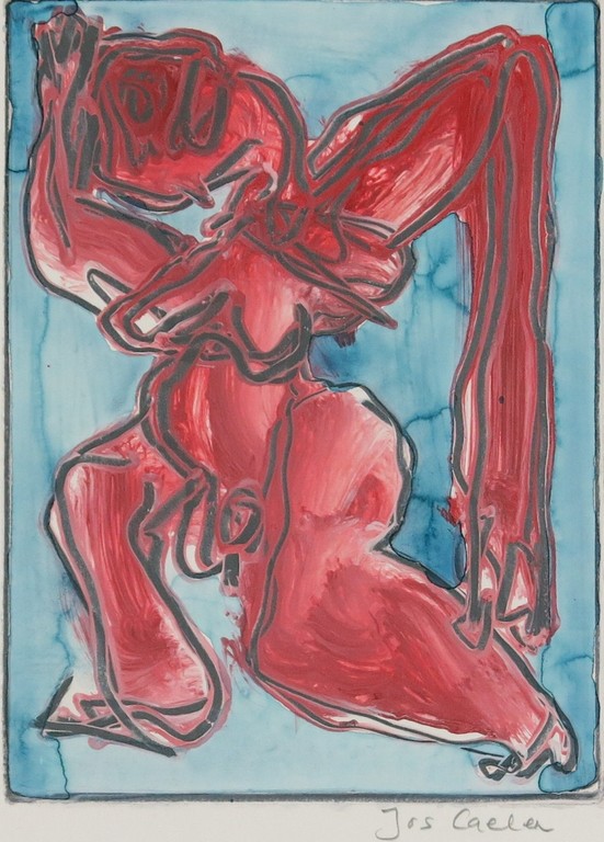 Jos Caelen: Mixed media, Naakt portret verkocht voor € 35!