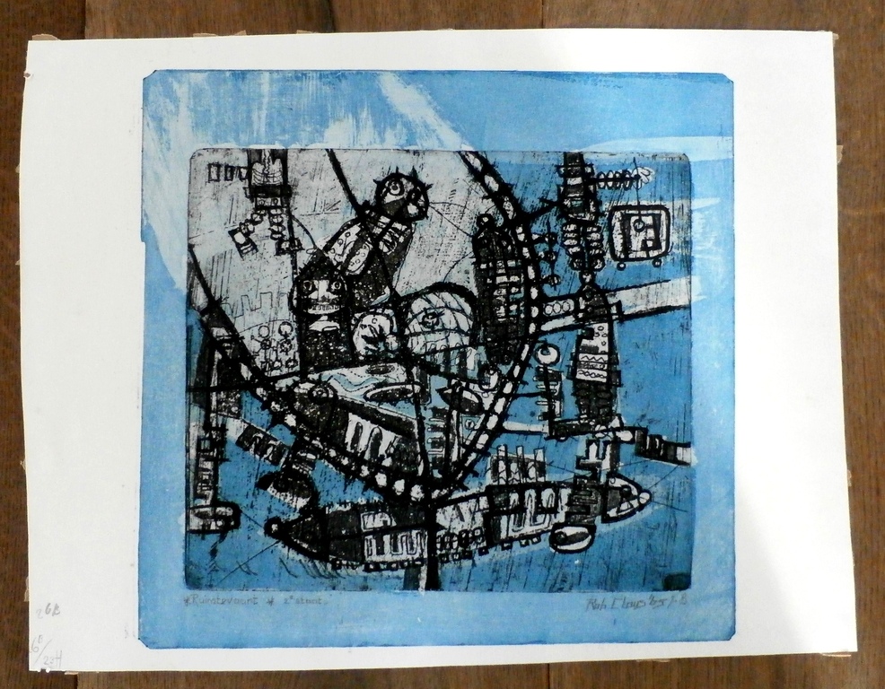 Rob Clous - ets/aquatint: ruimtevaart - 1965 - oplage: 10 stuks kopen? Bied vanaf 35!