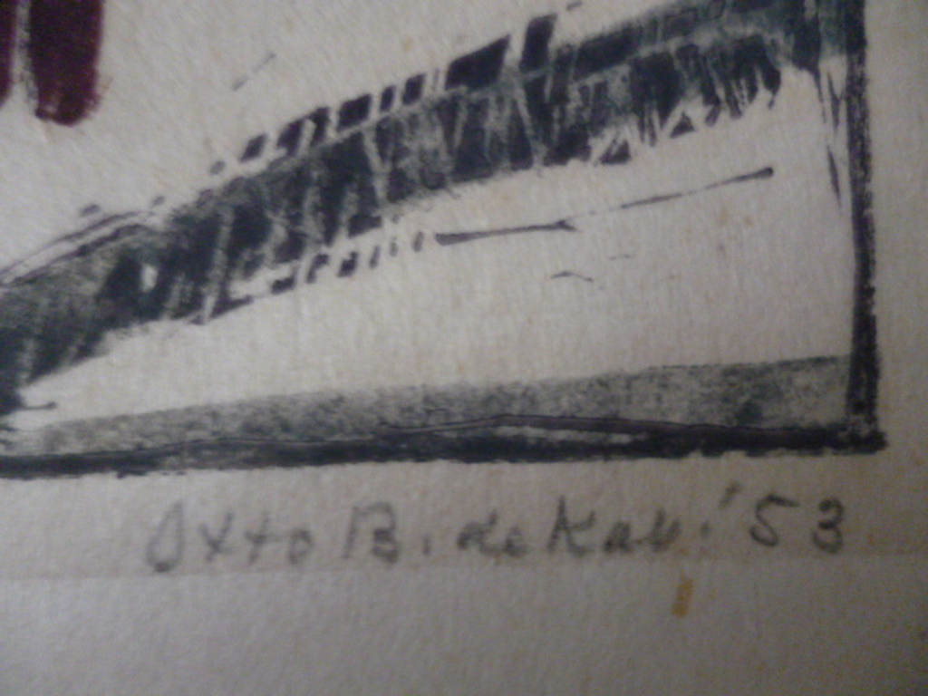 Otto B. de Kat - kleurenlinosnede - Hond uitlaten kopen? Bied vanaf 95!