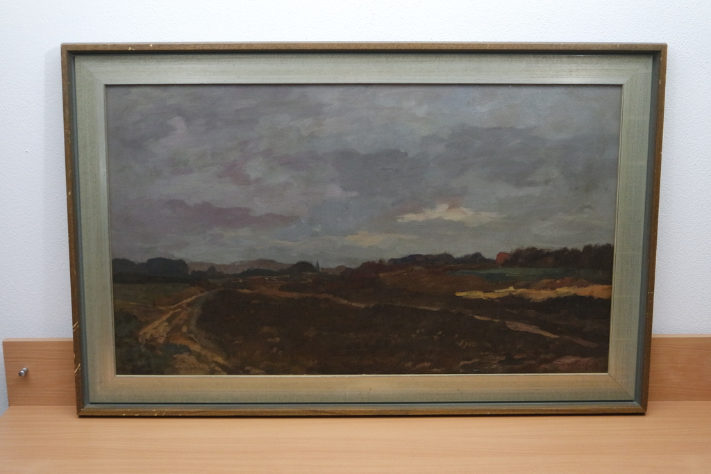 Hendrik Weegewijs (1875-1964) - olieverf op doek - heidelandschap verkocht voor € 199!