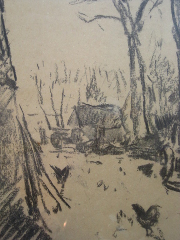 Jan vd Stap 1874 - 1940 "boerenerf met kippen" houtskooltekening ca 1910 kopen? Bied vanaf 1!