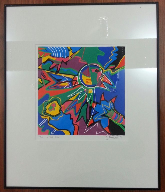 Marianne Naerebout, zeefdruk op papier in lijst, Titel: verkocht voor € 50!