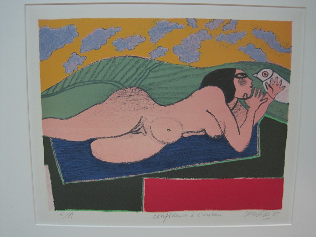 Corneille 1922-2010 Cobra litho "confidence a l'oiseau 1985 gesigneerd  verkocht voor € 285!