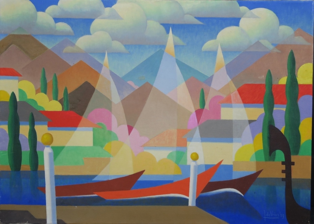 Jan Ph. A. de Vries: Olieverf op doek, Zeilboten kopen? Bied vanaf 50!