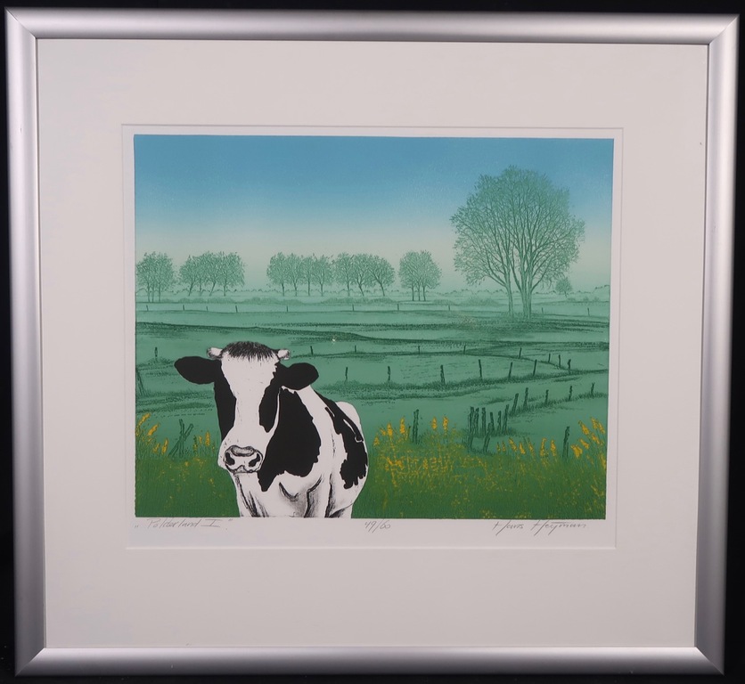Hans Heijman: Ets, Polderland I - Ingelijst verkocht voor € 35!