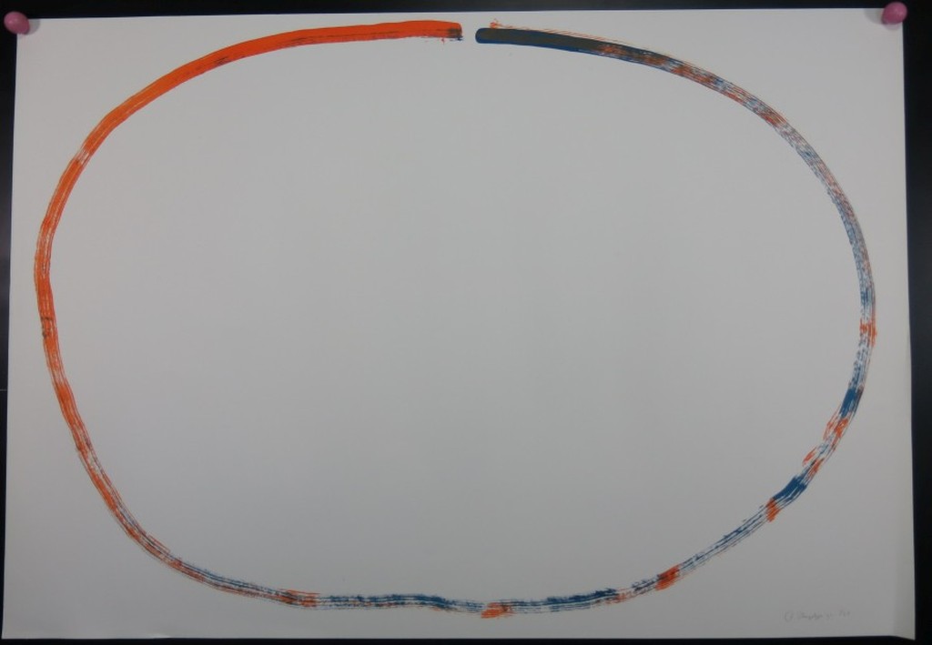 Rob van Koningsbruggen: Litho, Ovaal oranje/blauw (groot) kopen? Bied vanaf 1!
