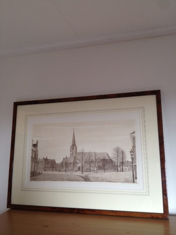 Marius Sintemaartensdijk, sepia ets, Oude Kerk te Rijswijk kopen? Bied vanaf 65!