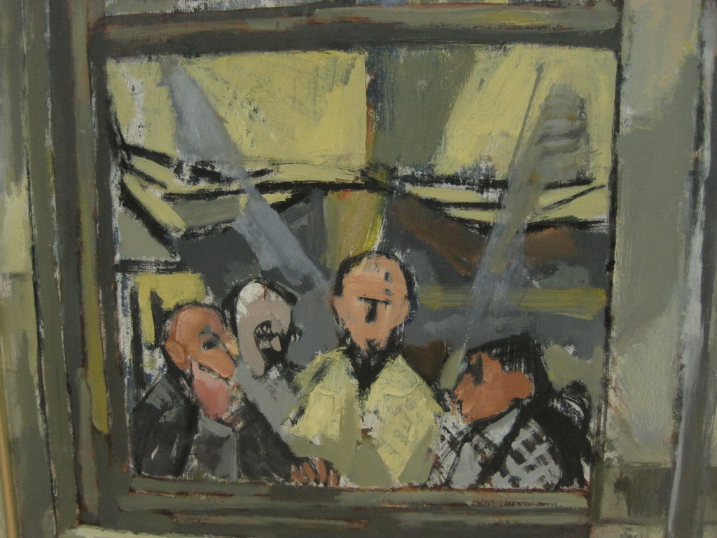 W.Kouwer Boomkens olieverf "Bankiers Javasche bank Amsterdam" ca. 1950 kopen? Bied vanaf 1!