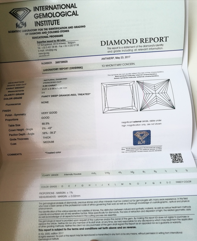 Rood/bruine diamant met IGI certificaat **vanaf €1 ** kopen? Bied vanaf 1!