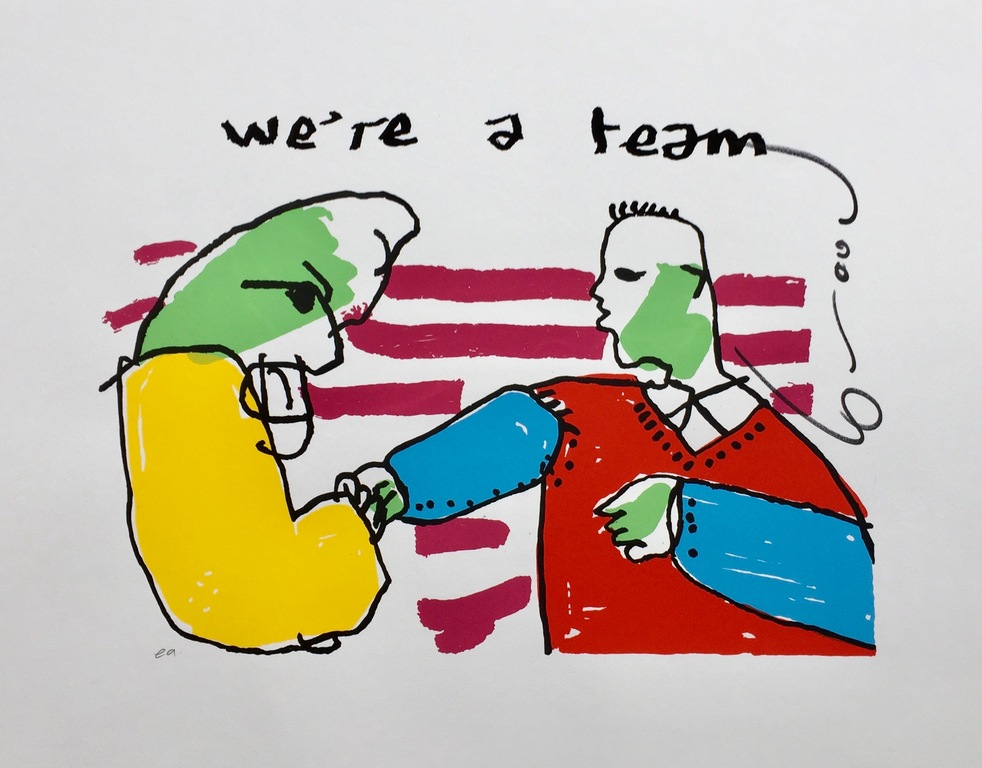 Herman Brood - Originele Handgesigneerde Zeefdruk: "We're a team" verkocht voor € 245!