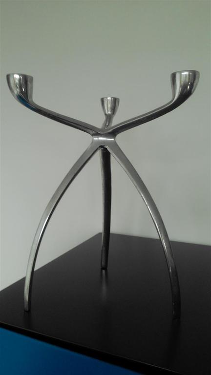 Gepolijst aluminium drie armige kaarsenkandelaar: Spider kopen? Bied vanaf 17!