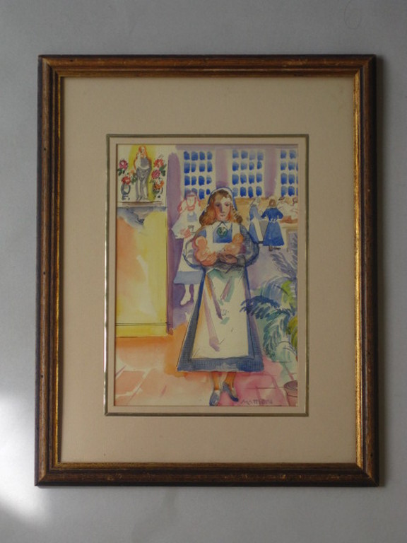 Matthieu Wiegman 1886-1971 Bergense School 1940 aquarel "Zusters van Maria" ges. kopen? Bied vanaf 1!