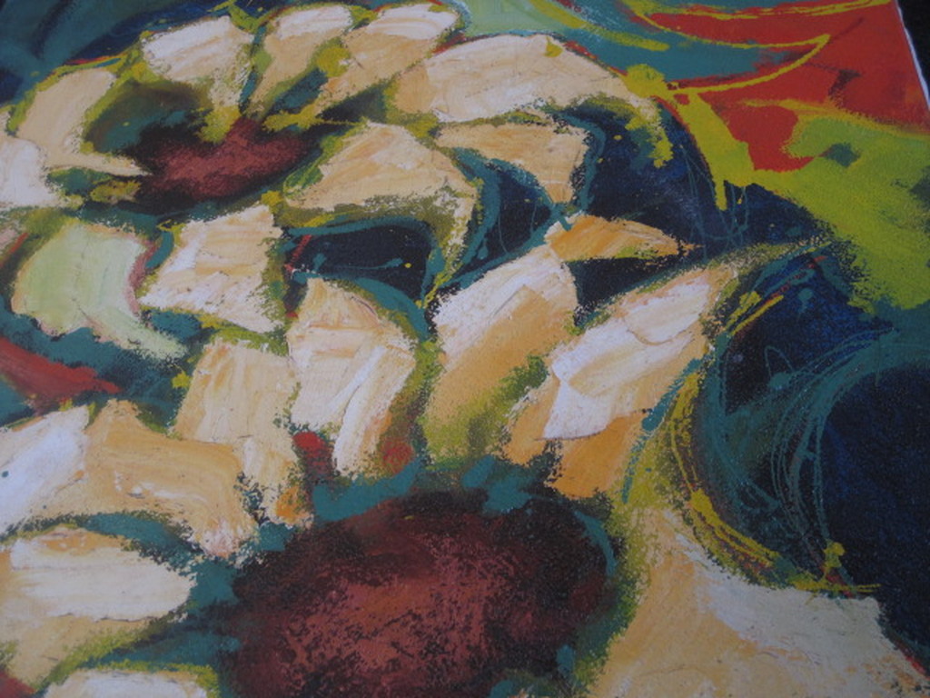 GROOT express olieverf "Zonnebloemen" van Amsterdamse schilder Jacques Wesselius kopen? Bied vanaf 1!