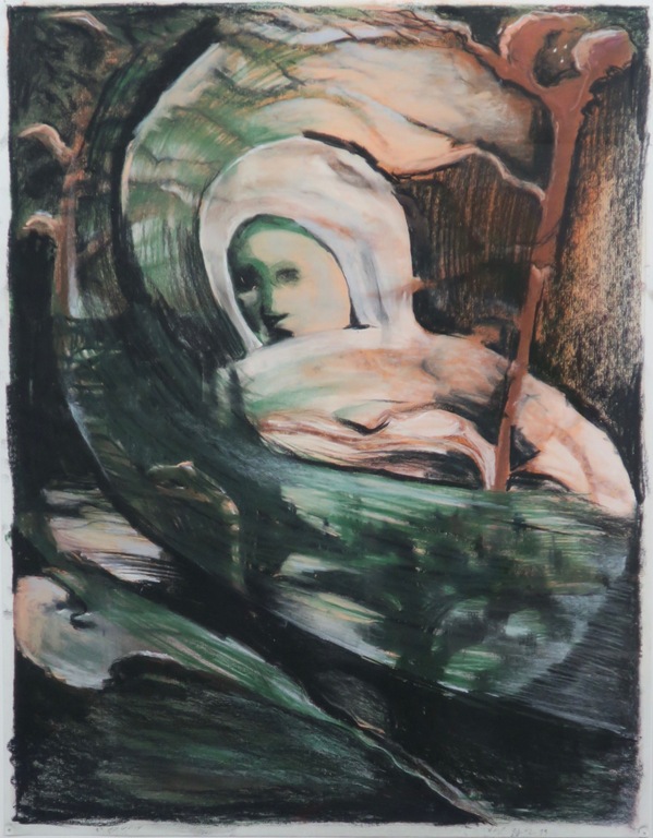Nour Edinne Jarram: Pastel, Zonder titel -Ingelijst kopen? Bied vanaf 80!