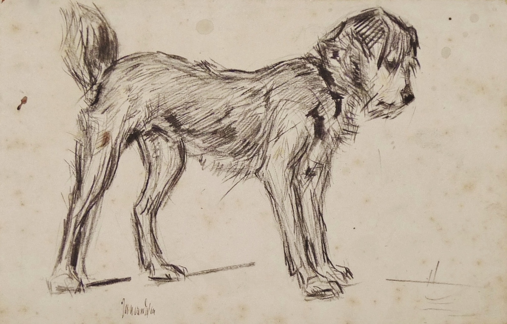 Jan van Essen: Gesigneerde tekening en atelierstempel, Hond kopen? Bied vanaf 30!