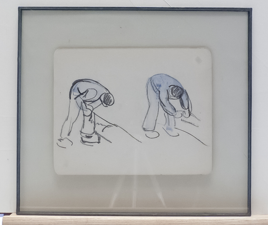 Augustin Hanicotte, conte-tekening met waterverf. Houtzagen Volendam. kopen? Bied vanaf 190!