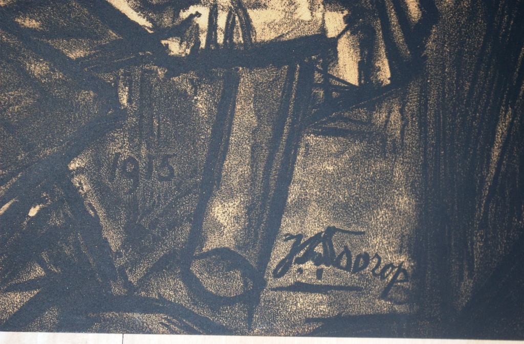 Litho in kleur van een mijnwerker- izgst - 1915 - groot: 63x70 cm kopen? Bied vanaf 115!