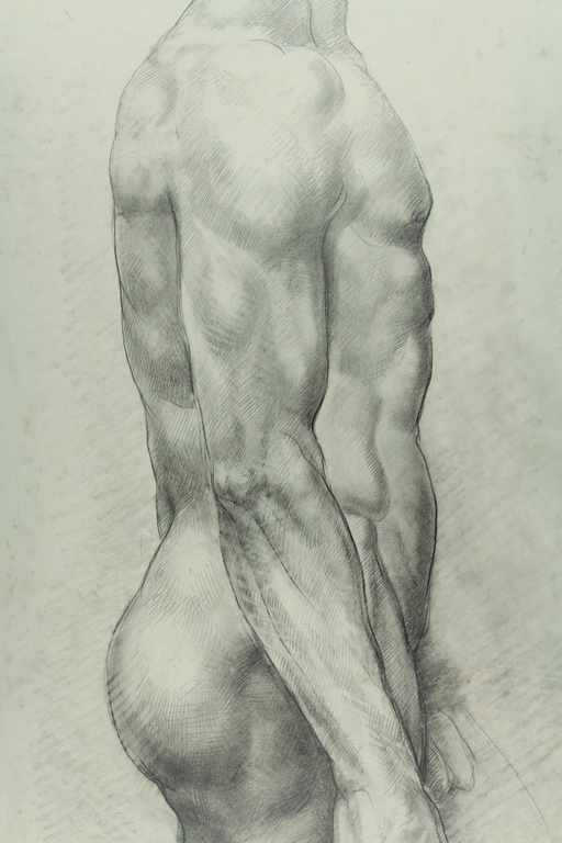 Emil Julies Epple: Tekening, Mannelijk naakt II verkocht voor € 245!