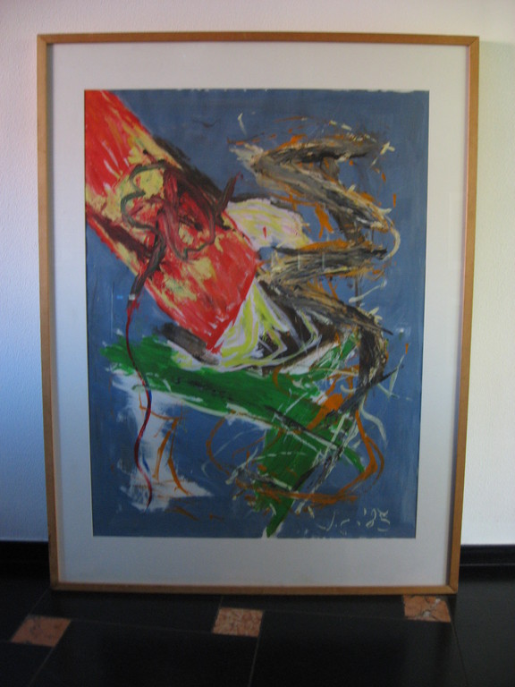 Jan Commandeur: Olie/Acryl op papier, Geen Titel - 1985 verkocht voor € 369!