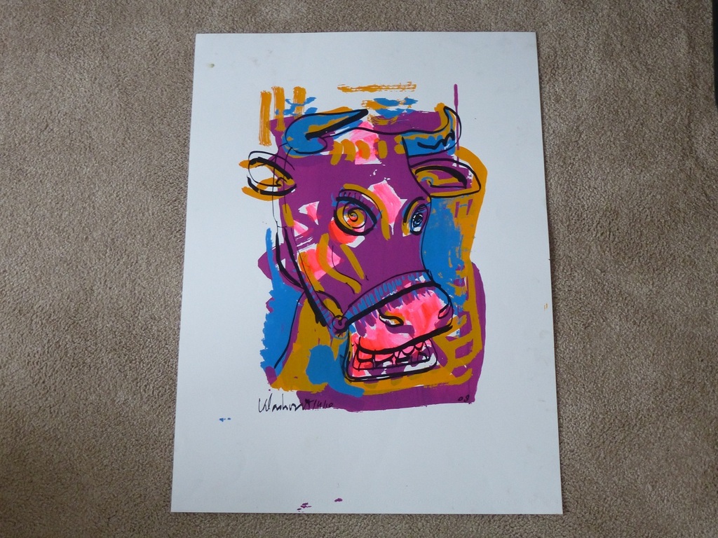 Peter Klashorst, zeefdruk: Crazy Cow, handgesigneerd en genummerd, kleine oplage van 10 stuks!!!! kopen? Bied vanaf 1!