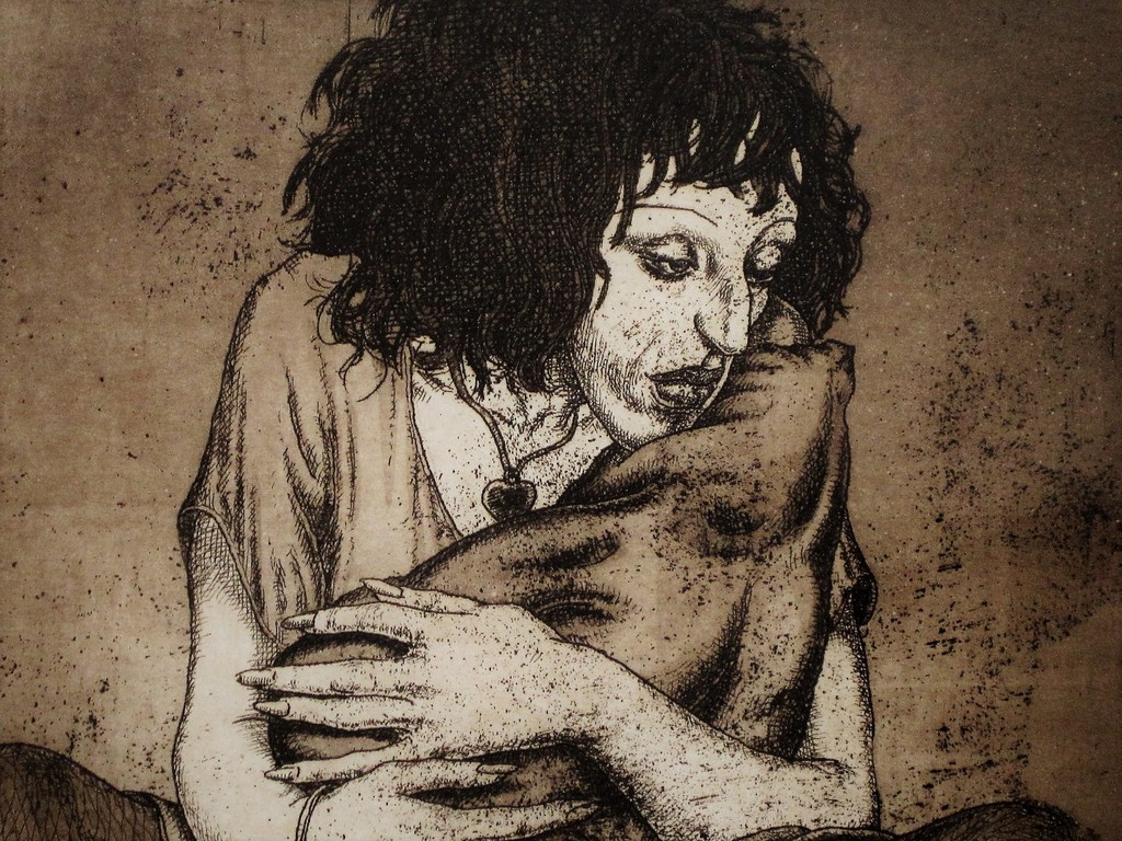 Typische Herman Gordijn ets "Vrouw met kind op straat" E.A.exemplaar gesigneerd  kopen? Bied vanaf 1!