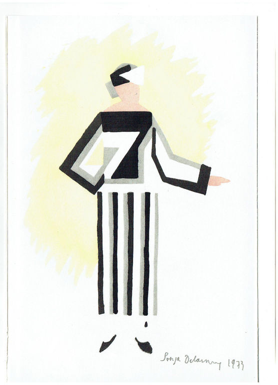 SONIA DELAUNAY- pochoir-Hand gesigneerd-Robe gris, noir, blanc 1924-1925 kopen? Bied vanaf 200!