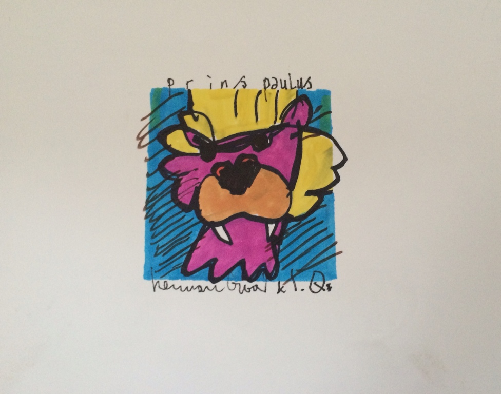 HERMAN BROOD, originele tekening op papier 'Prins Paulus' verkocht voor € 250!
