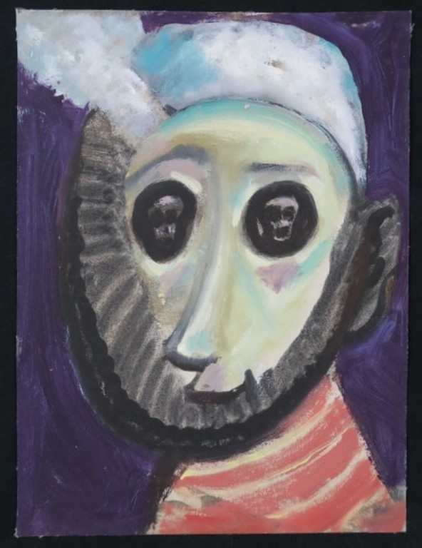 Rene Brouns: Olieverf op doek, Kop met doodshoofdogen kopen? Bied vanaf 20!