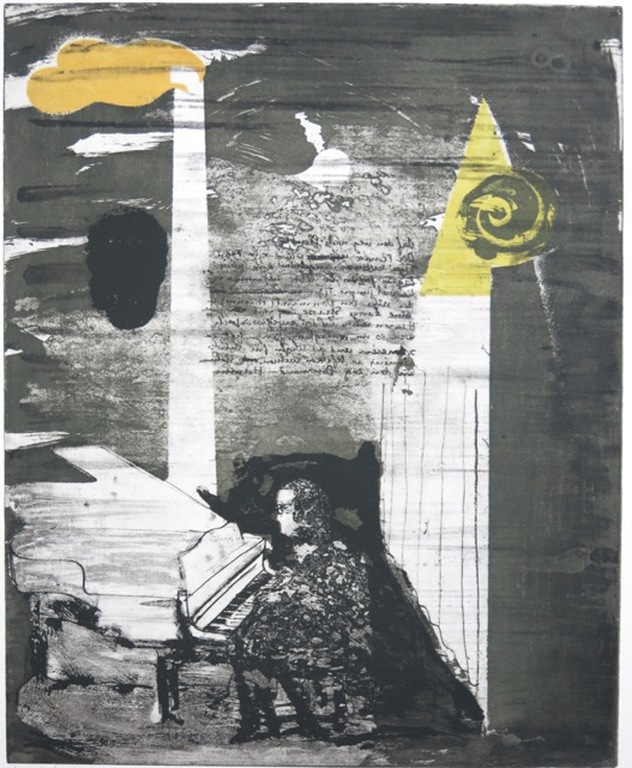 Peter Bes: Ets en Aquatint, Helmut spielt Schubert verkocht voor € 35!