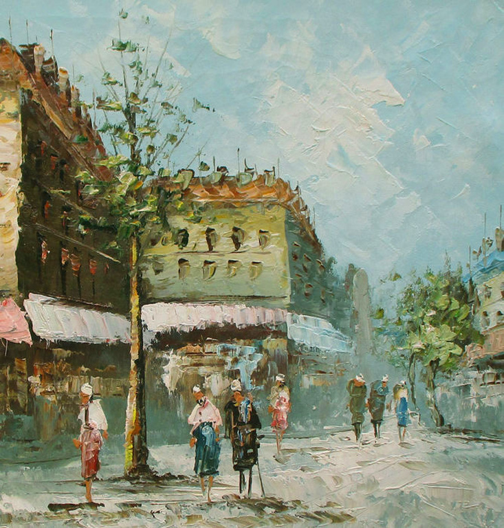 Kosman: acrylverf op doek, Parijs' stadsbeeld kopen? Bied vanaf 15!