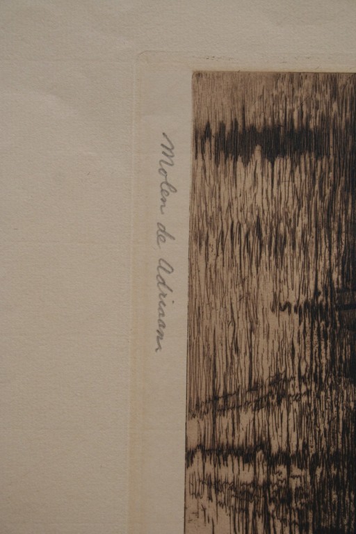 W.A.  de Wijn, ets molen de Adriaan Haarlem, gesigneerd  kopen? Bied vanaf 25!